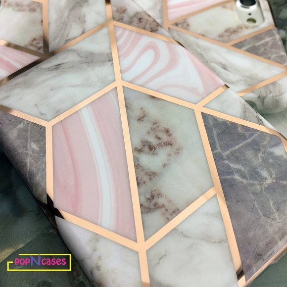 Rose Gold Foil Marble iPhone case - ALL MODELS - Picture 3 of 10